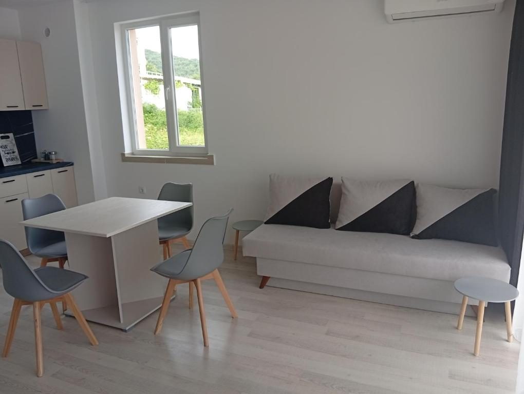 Living room of the one-bedroom apartment